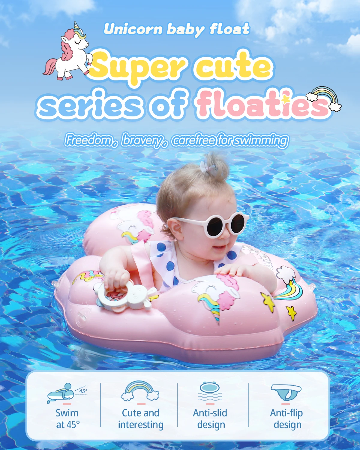 Baby Swimming Float Inflatable Dropshipping Baby Float with Canopy Infant Floating Ring Swimming Chest Floater Float Trainer