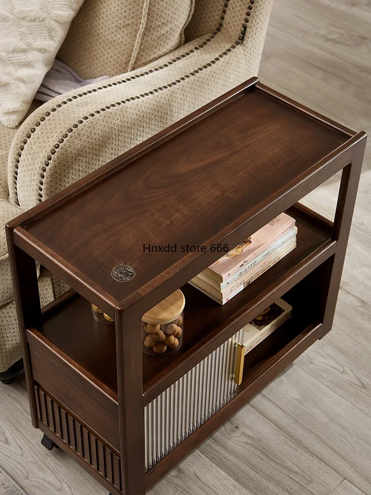 Side cabinet, household living room with wheels, sewn coffee table with drawers, push and pull