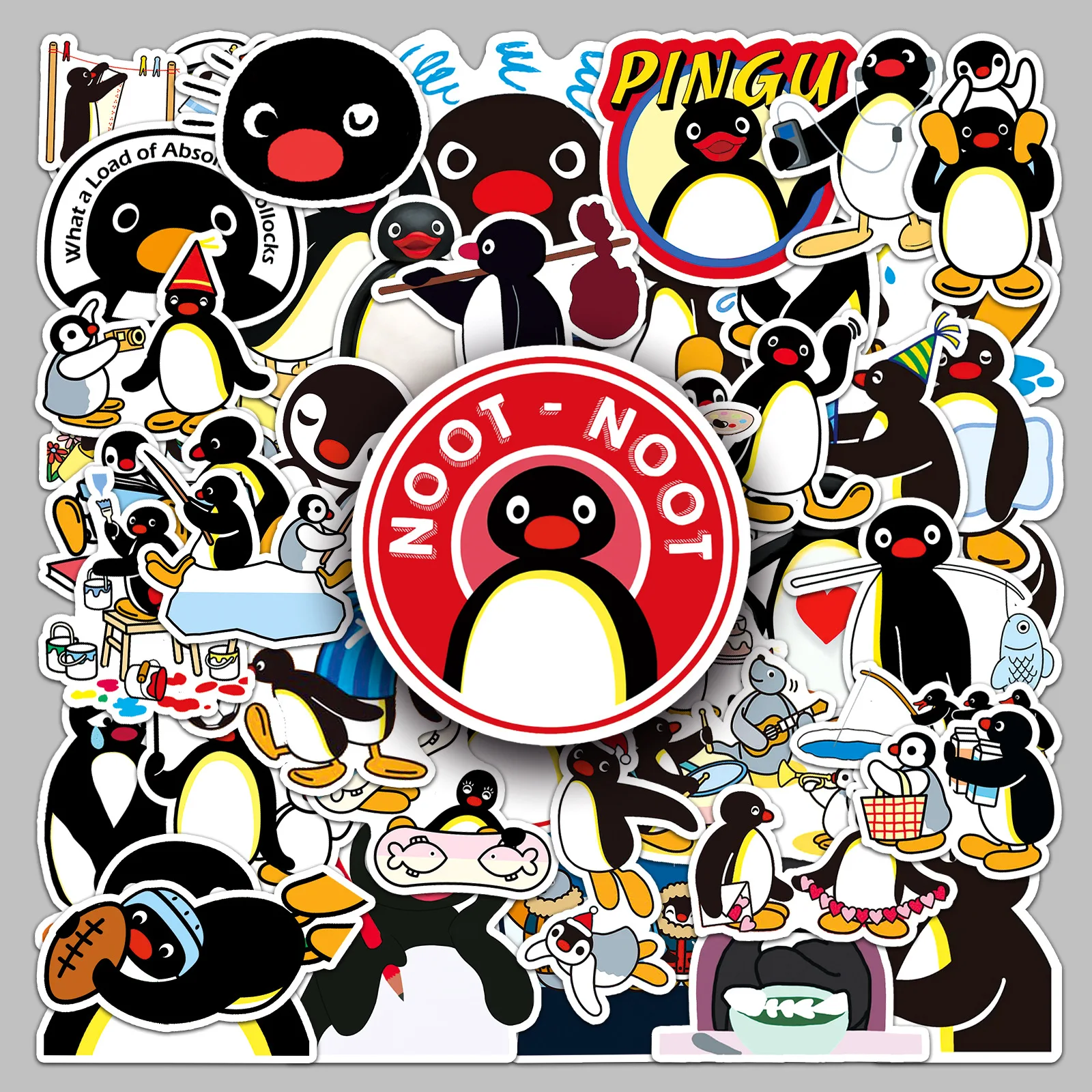 50 Pcs Pingu Anime Cartoon Sticker Cute Cartoon Animal Penguin Noot Noot Waterproof Sticker Notbook Skateboard Decor Toys