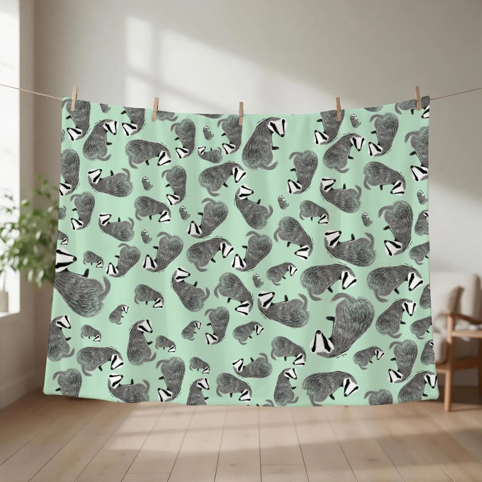 European Badger pattern Throw Blanket Furry Luxury Hairys cosplay anime Blankets