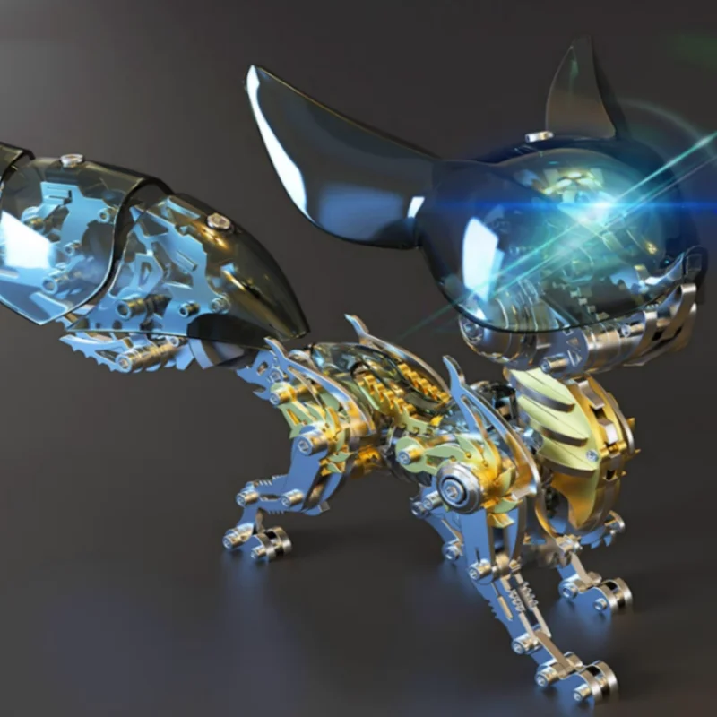 ตัวต่อโลหะ3D ลิงยาวจิ้งจอกโมซีชุดโมเดลโลหะ Steampunk Black Fox ประกอบของเล่นสำหรับเด็กผู้ใหญ่ (339ชิ้น)