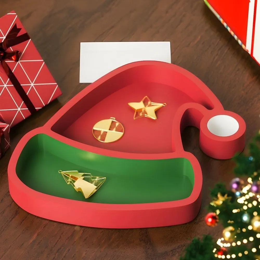 DIY Christmas Tray Mold Silicone Easy Release Xmas Plate Ornament Mold Non-stick Heat-resistant Epoxy Resin Plaster Wax Mold