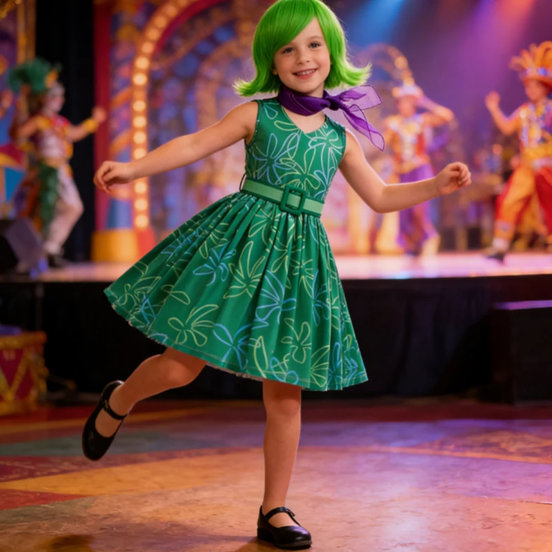 

Карнавальный карнавальный костюм для косплея, зеленое платье принцессы для девочек, одежда для девочек на день рождения, Пурим, одежда для учеников начальной школы