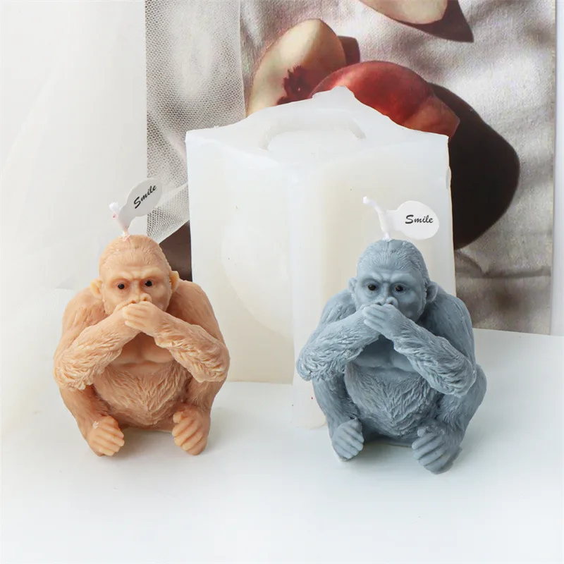 Lovely Orangutan Silicone Mold for Handmade Candle Plaster Soap Epoxy Resin Chocolate Decoration Gypsum Ice DIY Baking Mould