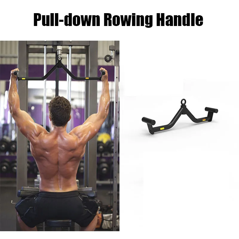 

Home Gym LAT Pull Down Fitness Handle Triceps Bicep Pully Cable Machine Accessories Grips Rowing V Bar Training Accessory