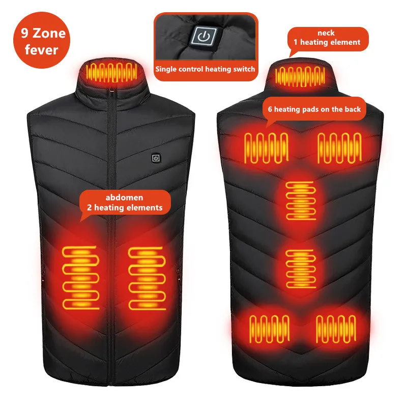 Neue Männer Casual Stehkragen Im Freien Warme Elektrische Weste Winter Usb Port Intelligente Heizung Ärmellose Mantel (Keine Power Bank) – Detail 14
