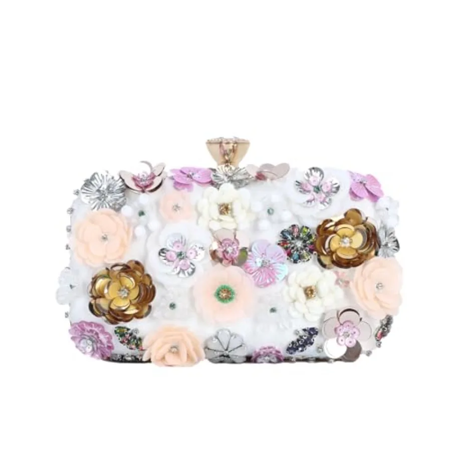 

Женские клатчи с цветочным принтом, вечерние сумочки на цепочке, сумки через плечо