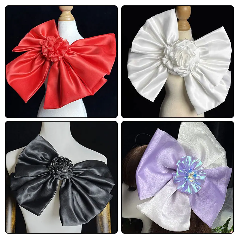 

30CM Large Bow High-end Satin Flower Bow Decoration 3D Patch Clothing Accessories Hat Headdress Accessories Sewing Appliques