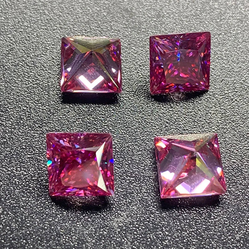 

1 шт./лот, розовый муассанит принцессы квадратной огранки для колец своими руками