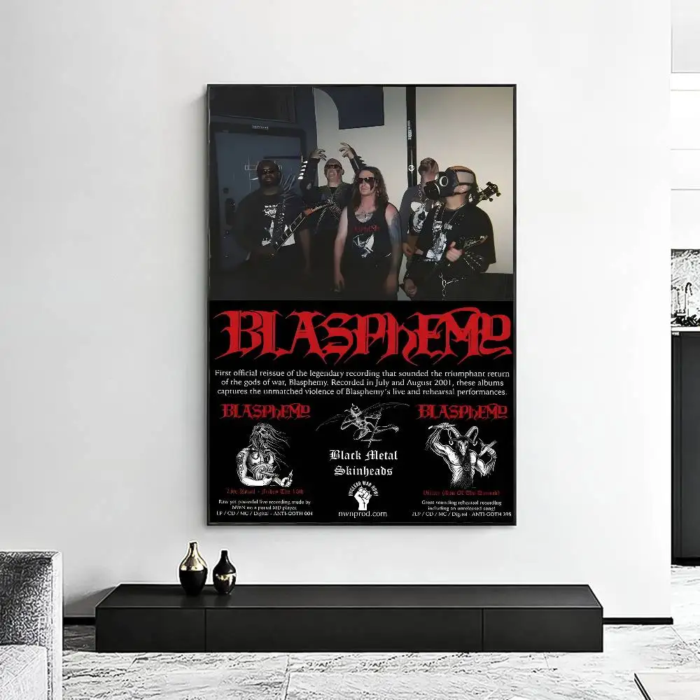 ملصق Blasphemys Death Metal Band عالي الدقة على الحائط اللاصق المقاوم للماء وغرفة المعيشة المنزلية وغرفة النوم والديكور الجمالي
