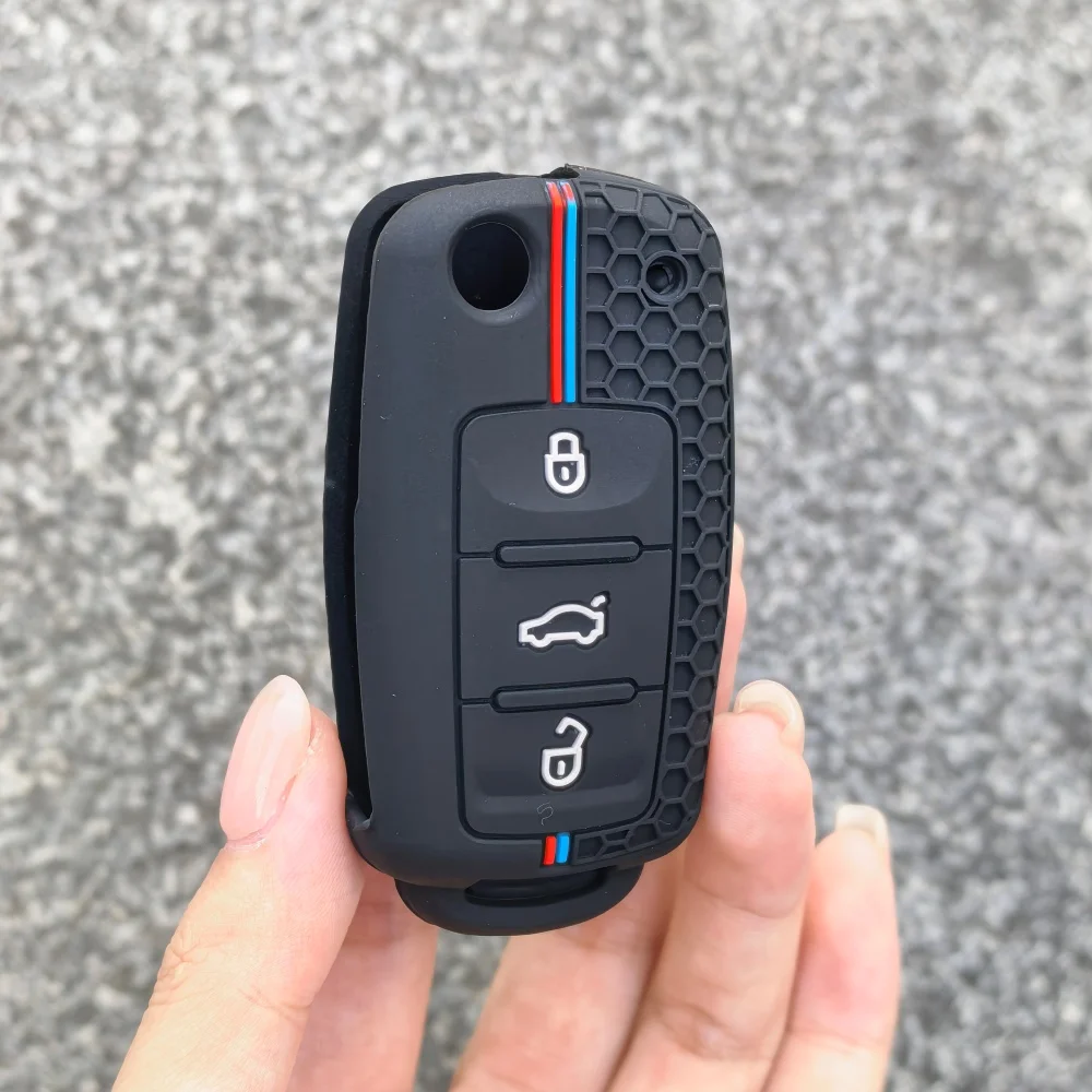 

Silicone Car Key Case Cover for VW Volkswagen Passat B5 Polo T4 Golf 4 for Seat Leon 1 Altea Ateca for Skoda Octavia A5 key bag