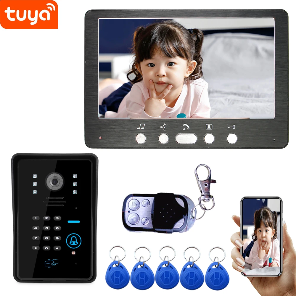 

1080P Tuya Video Intercom System Wireless WiFi Video Door Phone for Home Video Door Bell with ID Card/Password Unlock Functio