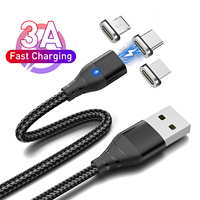 Magnetic Cable Fast Charging Micro USB Type C Cable For iPhone 15 14 Samsung Xiaomi Realme Oneplus LED Mobile Phone Data Cord