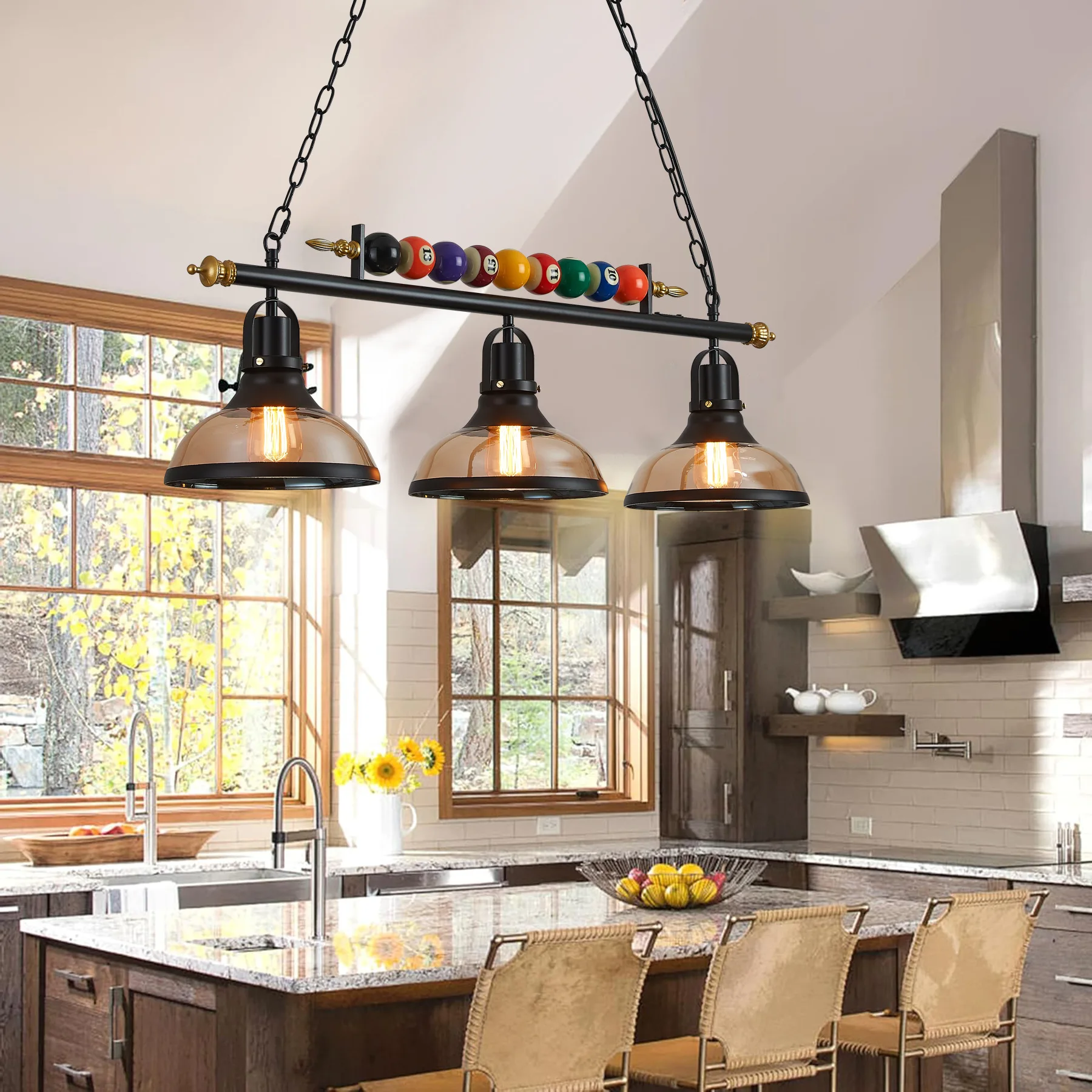 ضوء قلادة زجاجي برونزي ما بعد الحداثة، ضوء قلادة زجاجي فقاعي لغرفة الدراسة، غرفة المعيشة، غرفة الطعام، شمعدان الحائط، الداخلي #3