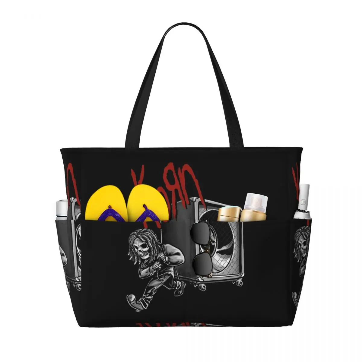 

Music Rock Korn Band Beach Tote Bag Sport Gym Yoga Duffle Large Tote Bag Women Travel Bag Fitness bag