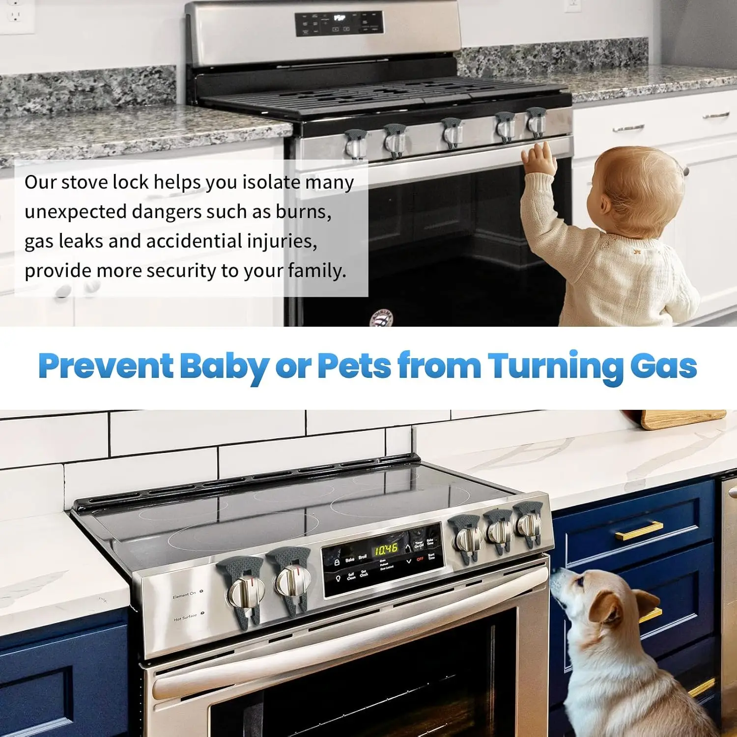 5-Pack Gas Stove Knob Locks for Child Safety, Durable Design Knob Safety Covers, Child Proof Oven Knob Locks, Prevent Accidental