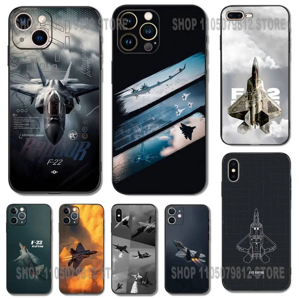 

Fighter Plane Poster F-22 raptor Phone Case For iPhone 17 16,15,14,13,12,11,Pro,XS,Max,XR,Plus,Mini Silicone Black Shockproof