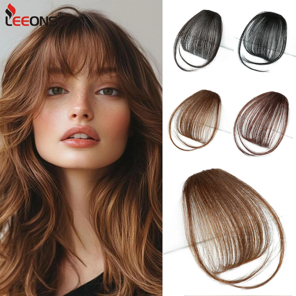 Cheap Synthetic Hair Wispy Bangs Clip In Hair Extensions Natural Brown Black Air Bangs Fringe With Temples Hairpieces For Women