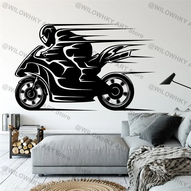 Motocross Wall Decal Motorcycle Wall Decor Dirt Bike Sports Freestyle Sticker Art Vinyl Decal Kids Teen Kids Room Decor Gift D7