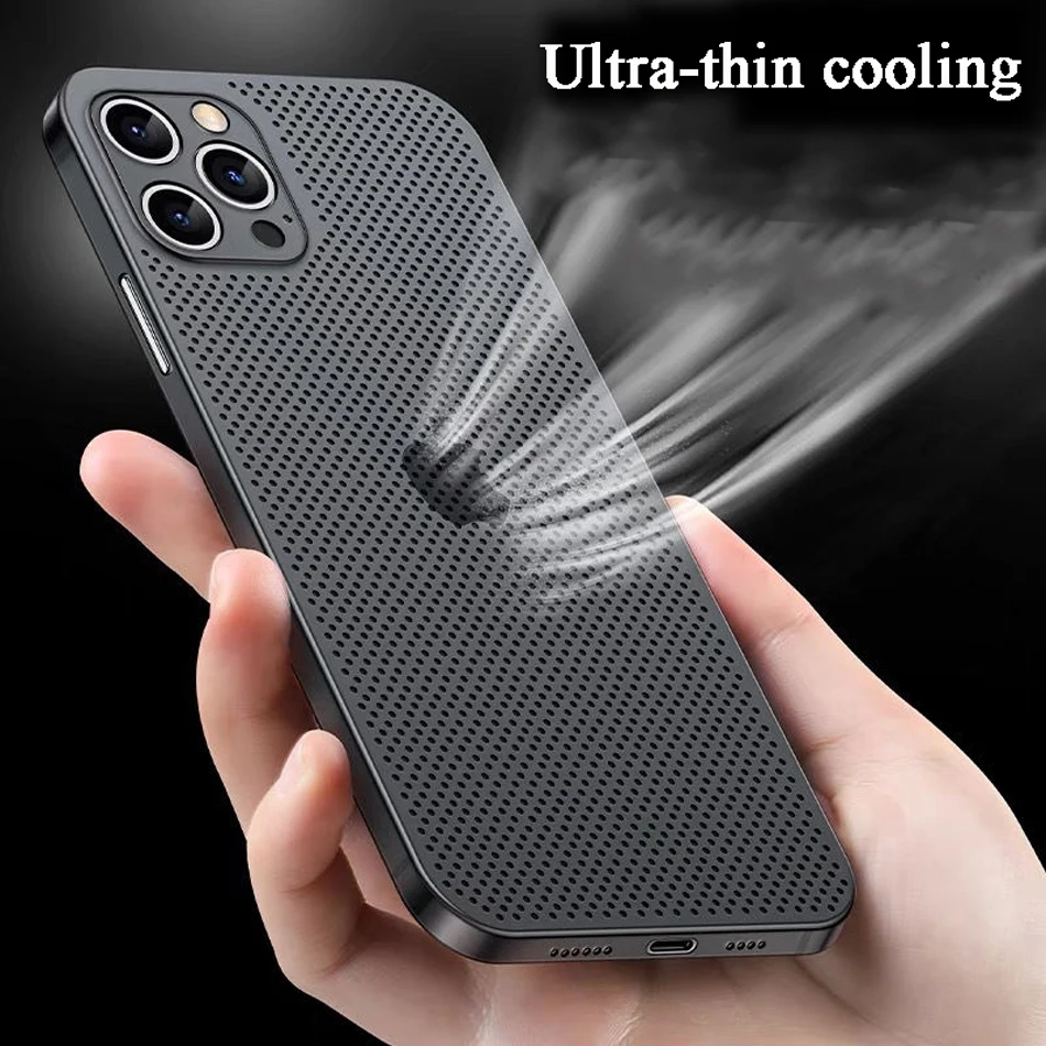 Heat Dissipation Phone Case For iPhone 15 Pro Max Case iPhone 14 Pro Max 13 12 14Pro Breathable Slim PC Cover Protection Shell