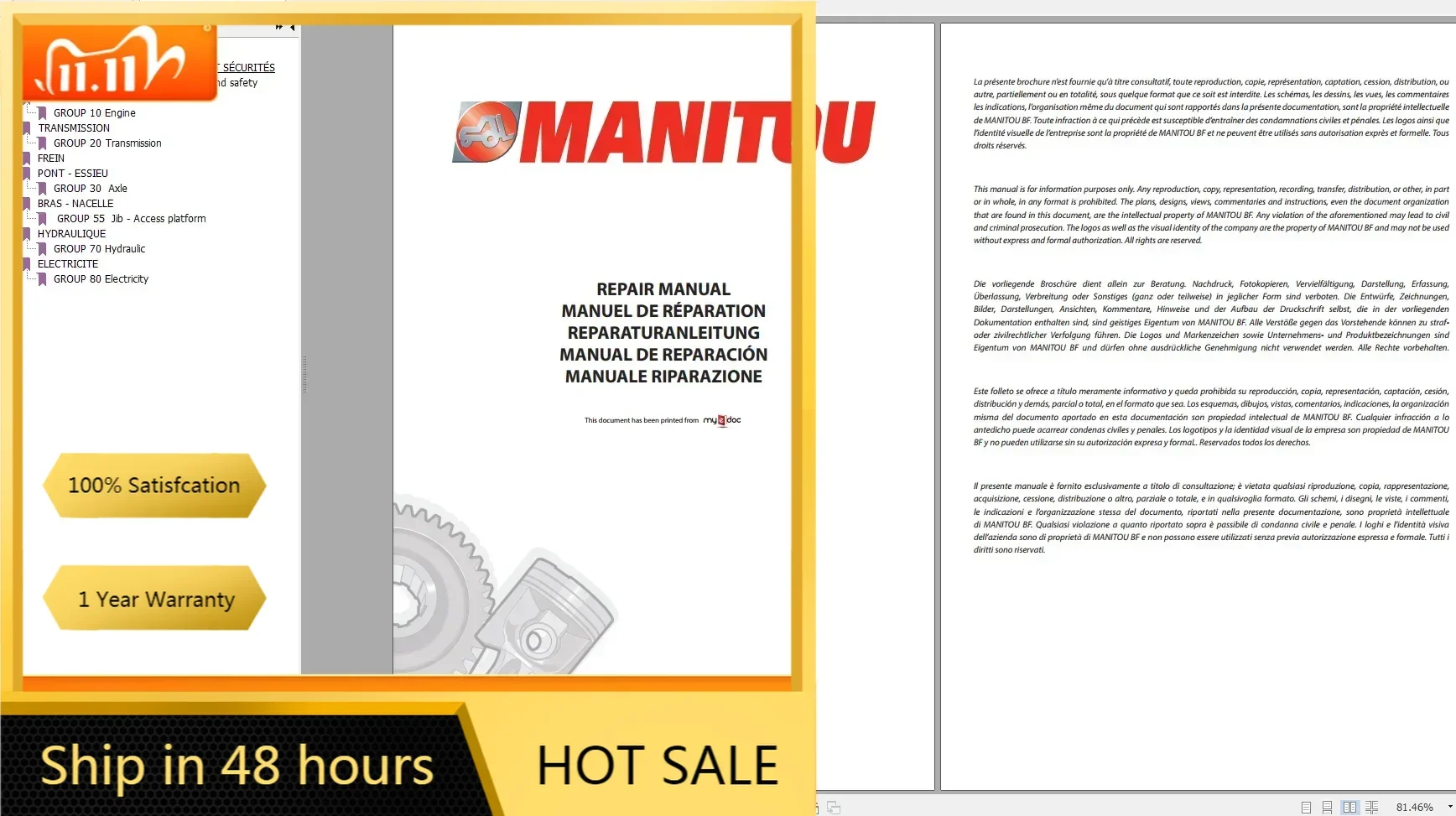 TruckEPC Manitou Telehandler MLT 14.1 GB Repair Manual, Operator Manuals, Part Manual Update 2021
