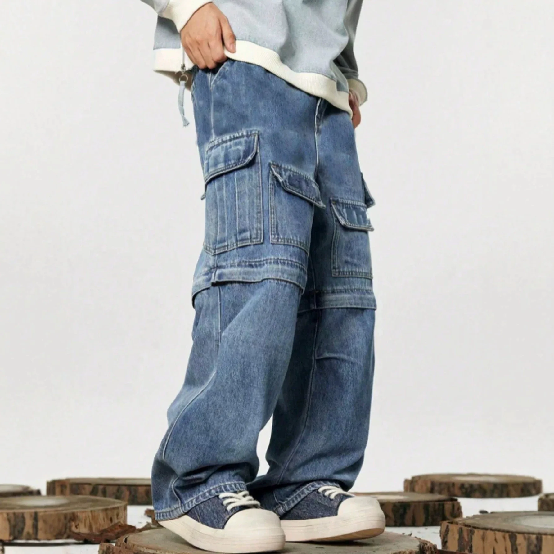 Spring Autumn New Boys Jeans kids Casual Straight Denim Pants Kids Fashion Versatile Wide-Leg Trousers child clothes