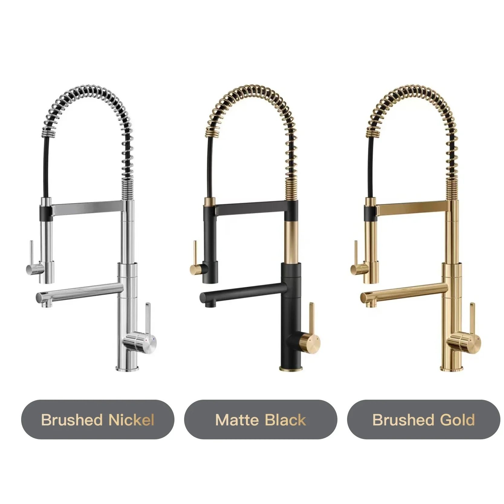 High-end luxury brass kitchen faucet magnetic suction design single-handle cold & hot dual-control 2-function kitchen island Tap