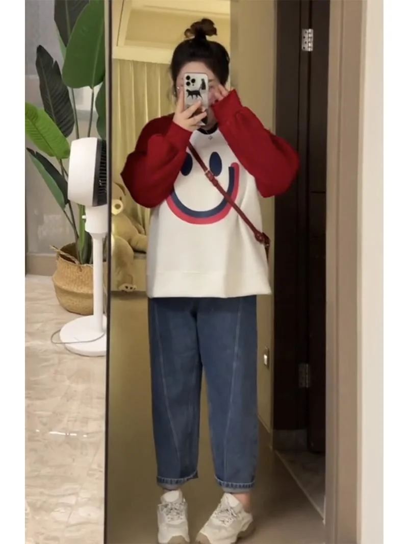 

plus Size Women's Sweatirt oulder Sve Print Loose Fit Autumn Winter Casual Comfortable Inner Wear Large Clothing