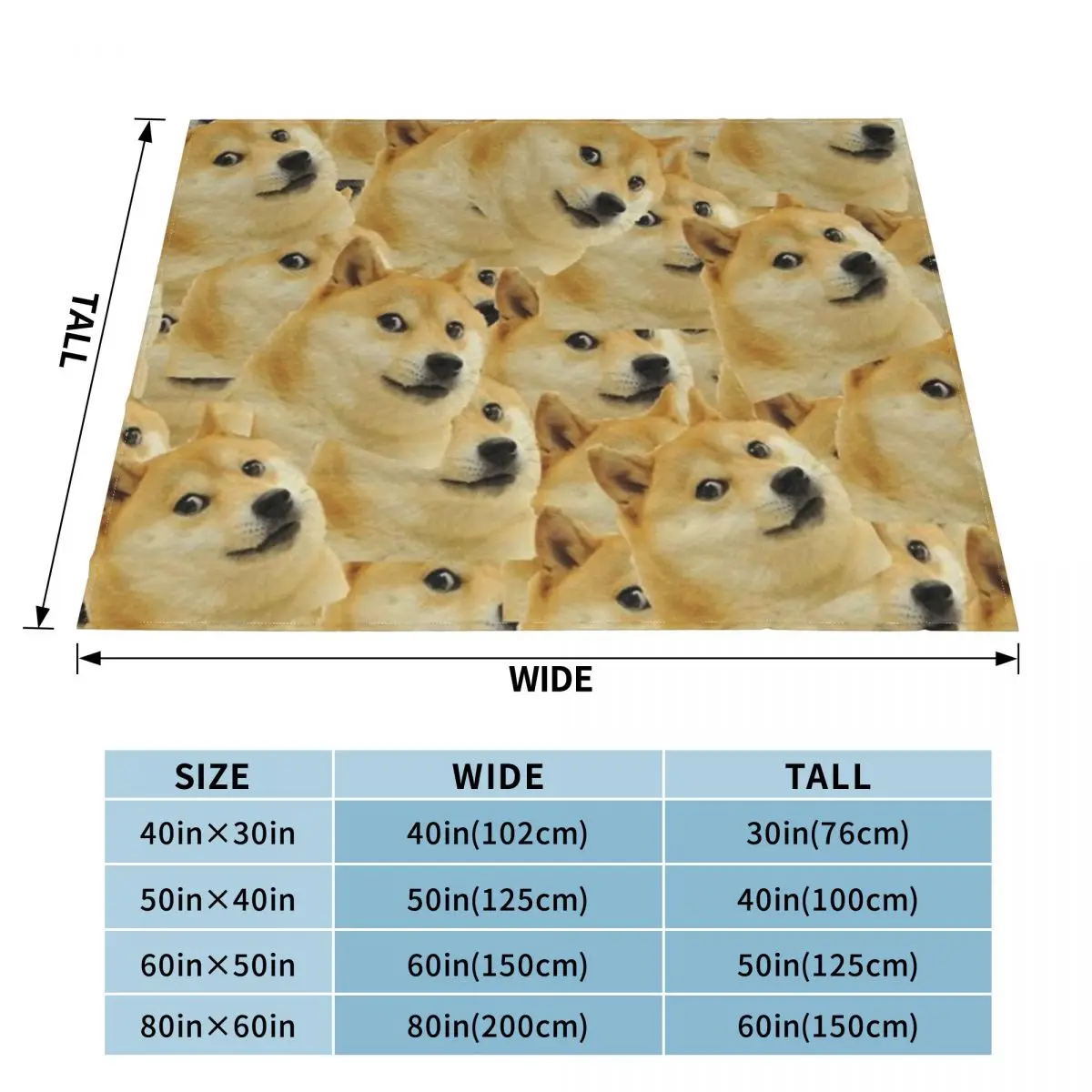 Doge WOW Pattern Shiba Inu Doggo dog meme montage Throw Blanket Bed Fashionable Blanket Giant Sofa Blanket Comforter Blanket