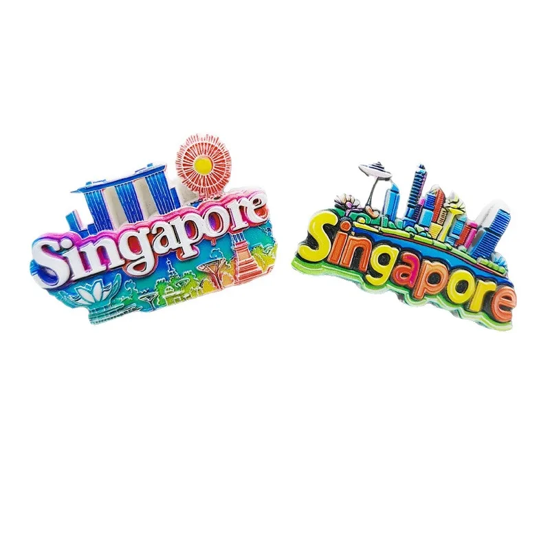 مغناطيس الثلاجة من سنغافورة مارينا باي ساندز - تذكار أفق ثلاثي الأبعاد لحمام السباحة والسفينة ديكور فريد من نوعه هدية آسيا