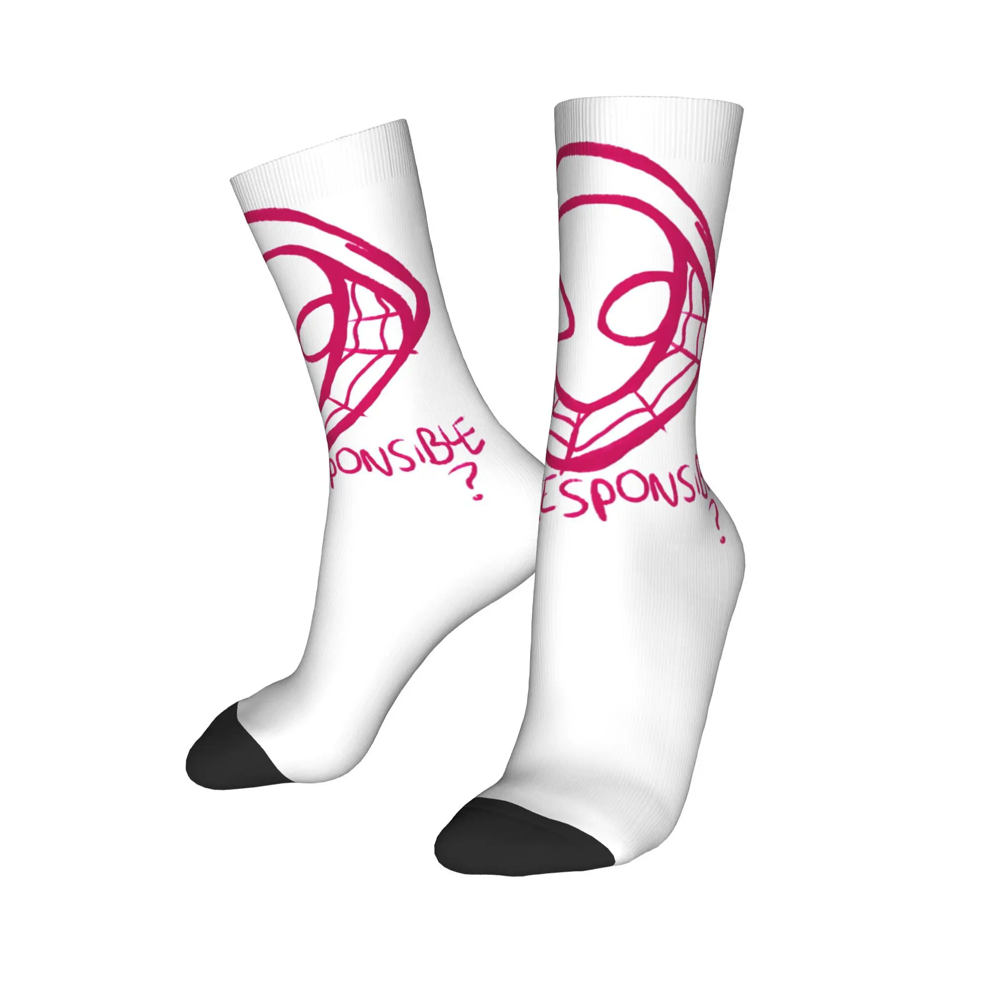 Spider Gwen Who's Responsible Winter Warm Stockings Fashion Unisex Socks Ghost Spidey Girl Non-slip Skateboard Socks