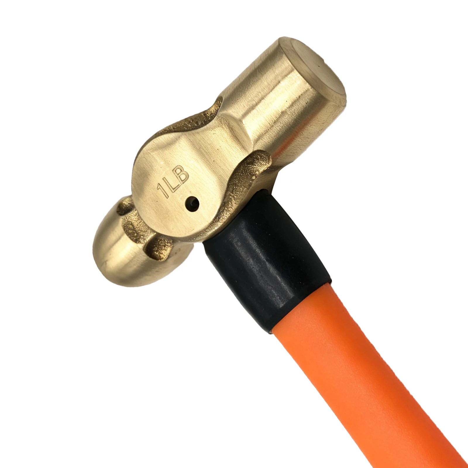 H62 Non-Sparking Brass Ball Peen Hammer 8oz (1/2LB), Fiberglass Grip, Explosion Proof for Auto Repair & Metal Working