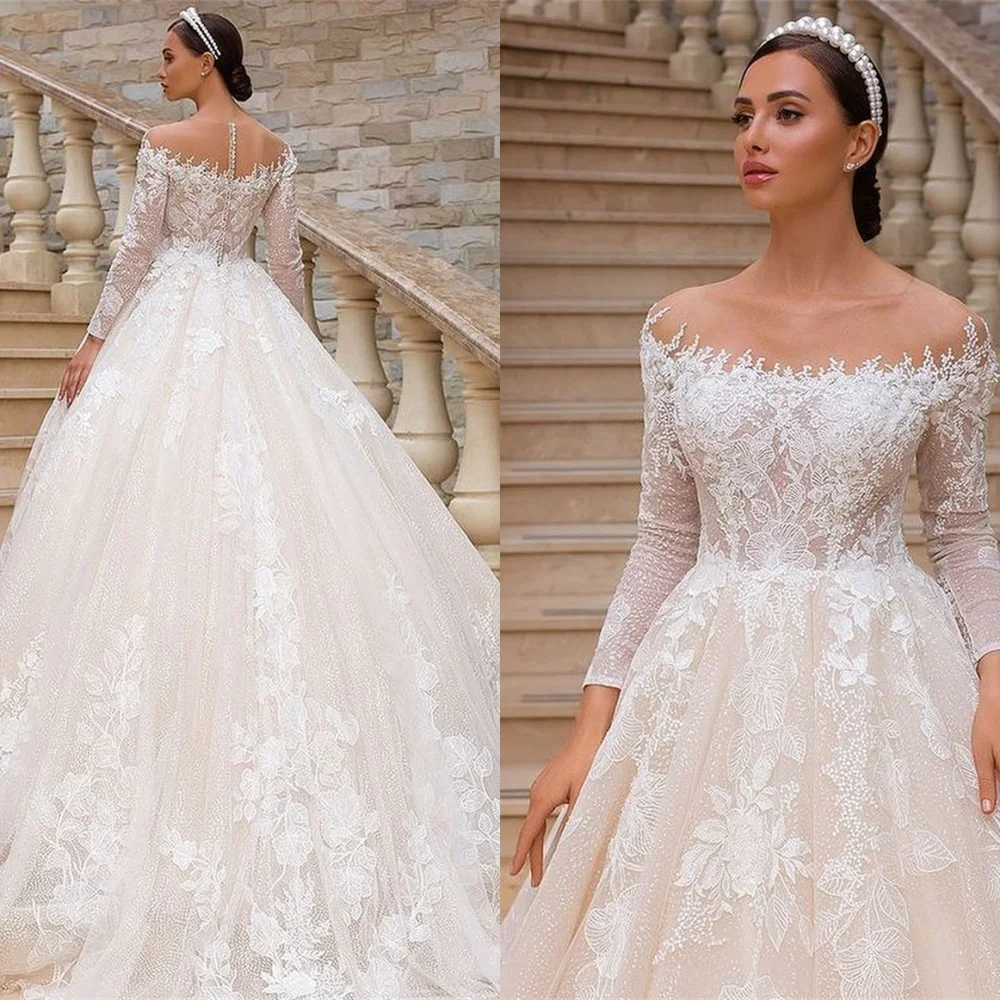 ที่กําหนดเองสีขาว Organza ชุดแต่งงานประณีต Strapless แขนยาวเจ้าสาวง่ายซิปด้านหลัง Vestido De Novia