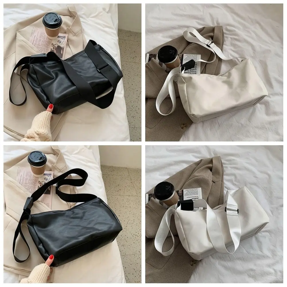 حقيبة كتف هاراجوكو البولي يوريثان الأنيقة ذات سعة كبيرة بلون سادة حقيبة تدريب اللياقة البدنية ناعمة مقاومة للماء حقيبة كروس رياضية للصالة الرياضية #6