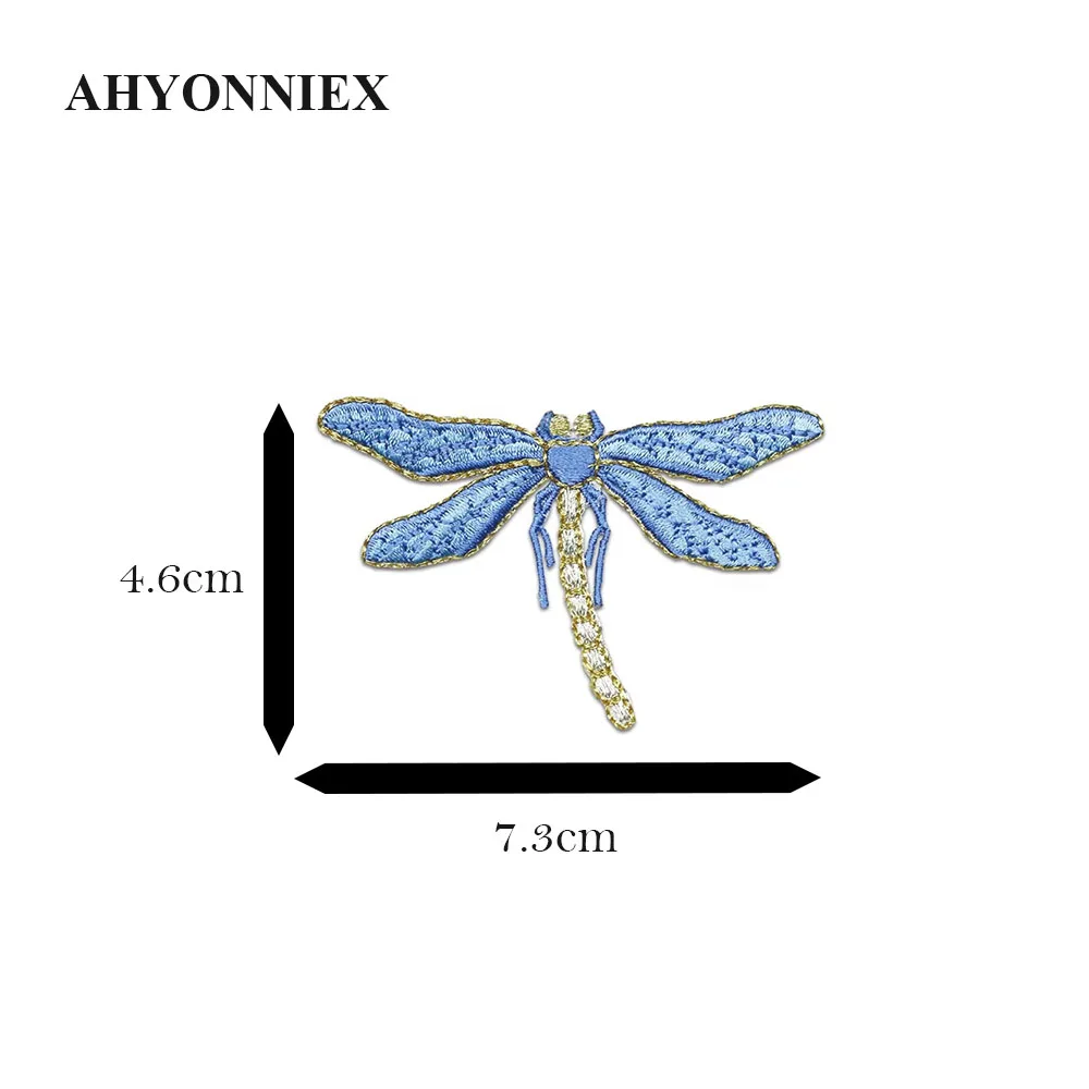 1 Piece Embroidered Dragonfly Patch Cloth Stickers for Jeans Coat Accessories Iron On Applique for DIY