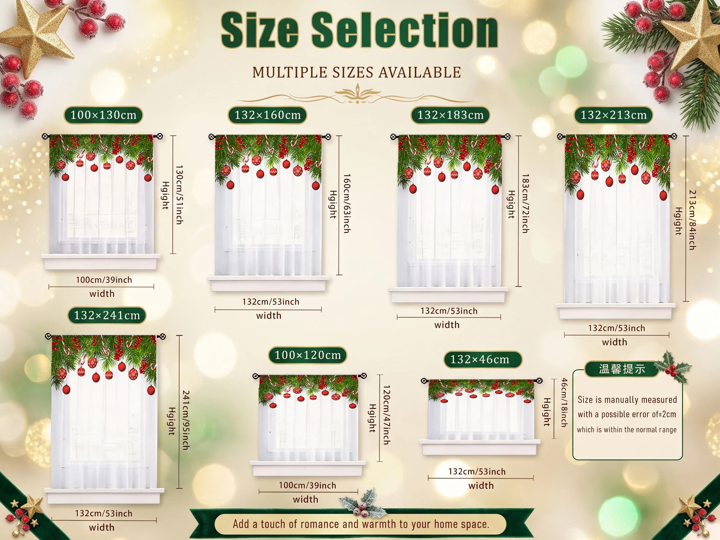 Christmas Gradient Sheer Curtain, Good Quality Light Reducing Privacy Voile for Living/Bedroom/Kids Room,Christmas's Day Gift - view 6