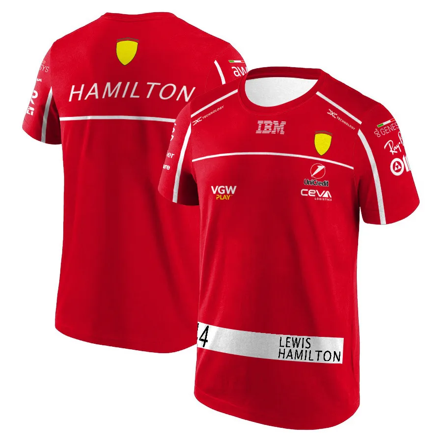 

2025 Summer New F1 Racing T-shirt Scuderia F1 Hamilton Team Charles Leclerc T-shirt Men's Sports Bicycle Set Breathable Top