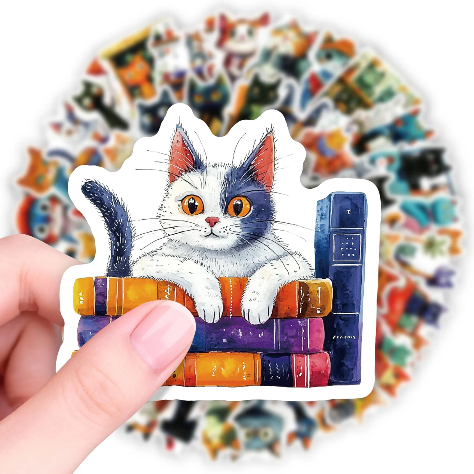 10/224PCS Cartoon Artistic Cat Graffiti Stickers Aesthetic Animal DIY Scrapbook Laptop Stationary Suitcase Decal Sticker