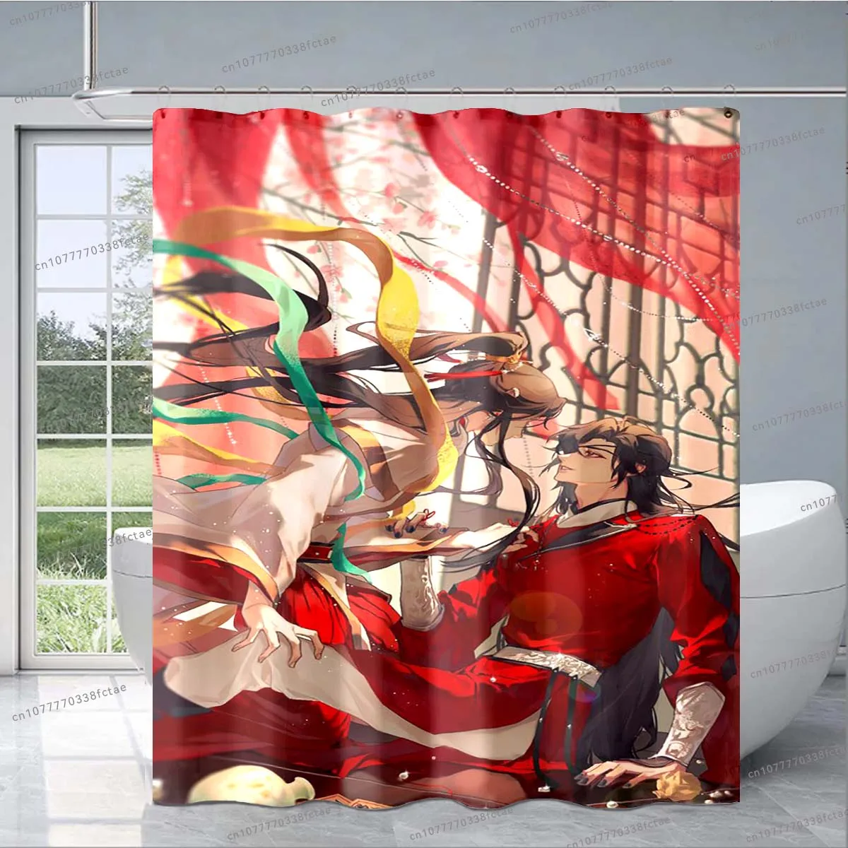 Tian Guan Ci Fu Anime Printed Shower CurtainHeaven Official's Blessing Pattern Shower Curtain BL Popular Anime Shower Curtain
