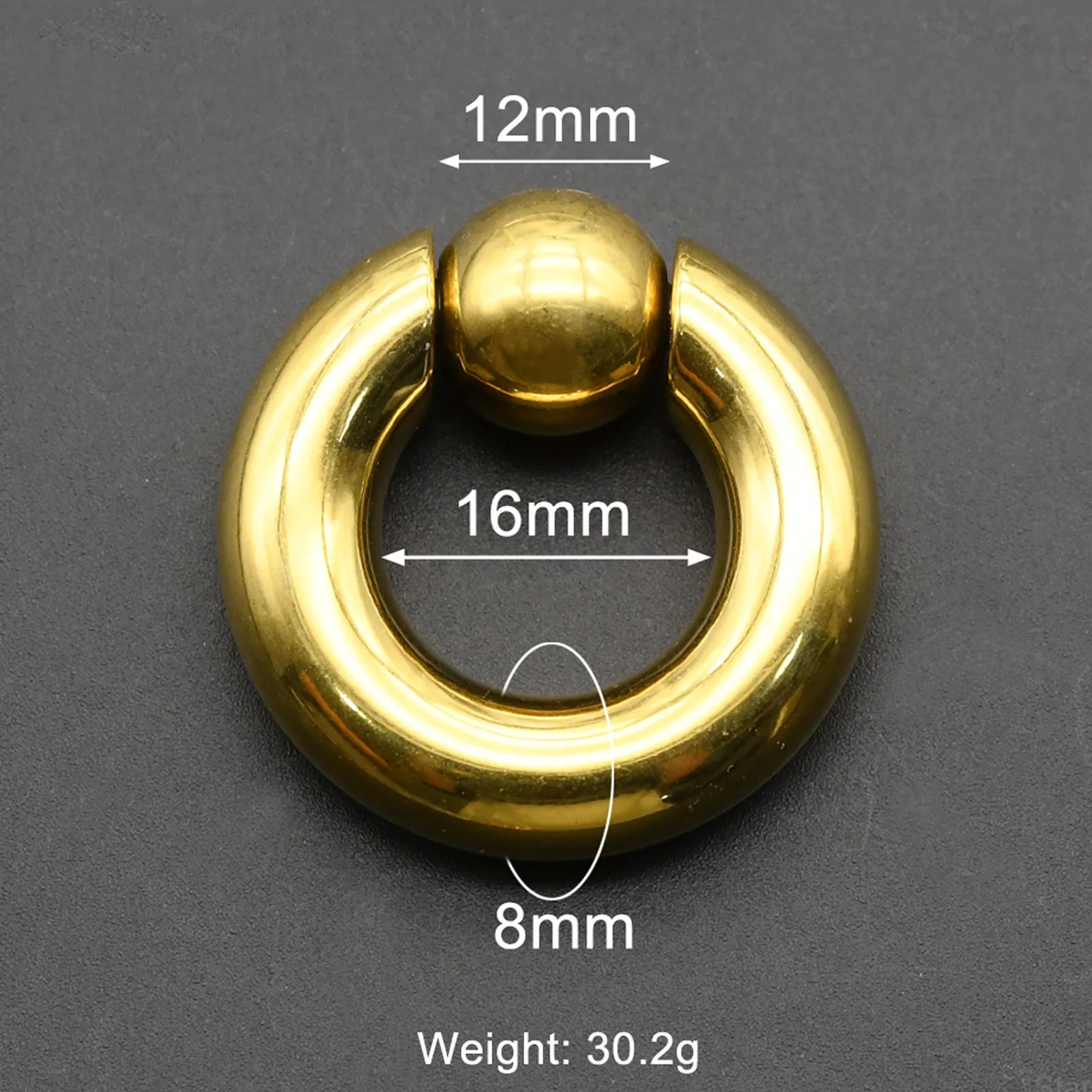 Large Gauge Surgical Steel Septum Piercing Nose Ring, Captive Bead