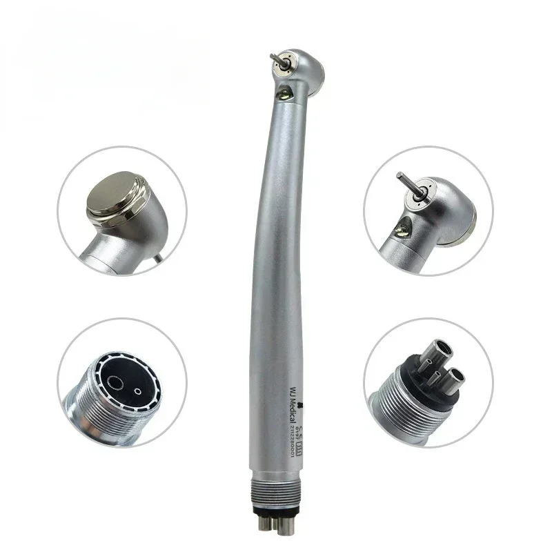 Premium Dental LED Air Turbine Handpiece E-Generator Push Button, 2/4-Hole, Triple Water Spray, Low Noise Levels,Ceramic bearing