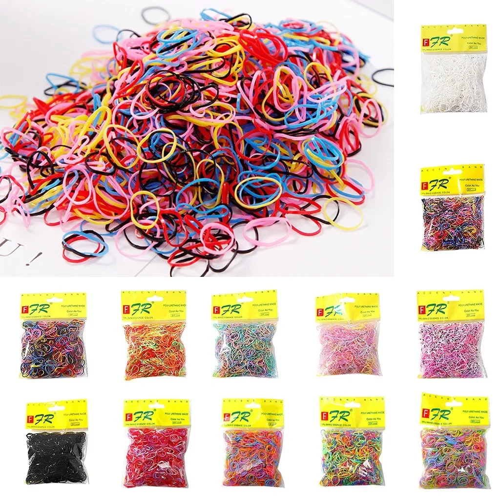 1000pcs/Pack Girls Colorful Small Disposable Rubber Bands Gum For Ponytail Hold Scrunchie Hair Bands Fashion Hair Accessories