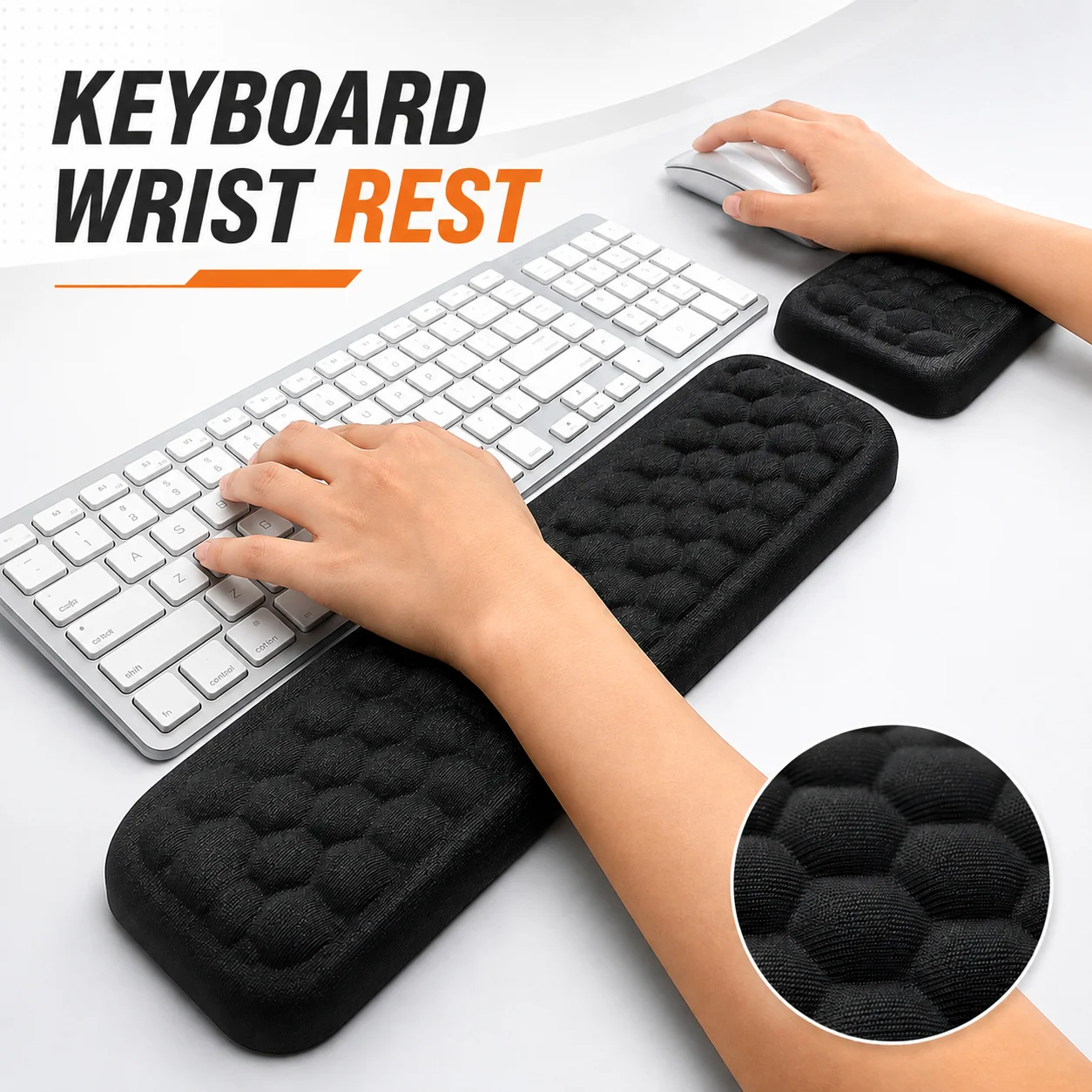Universal L-Shaped Keyboard Wrist Rest, Desk Elbow Pad, Mouse Pad, Comfortable Memory Foam, for Computer Keyboard Laptop Wrist