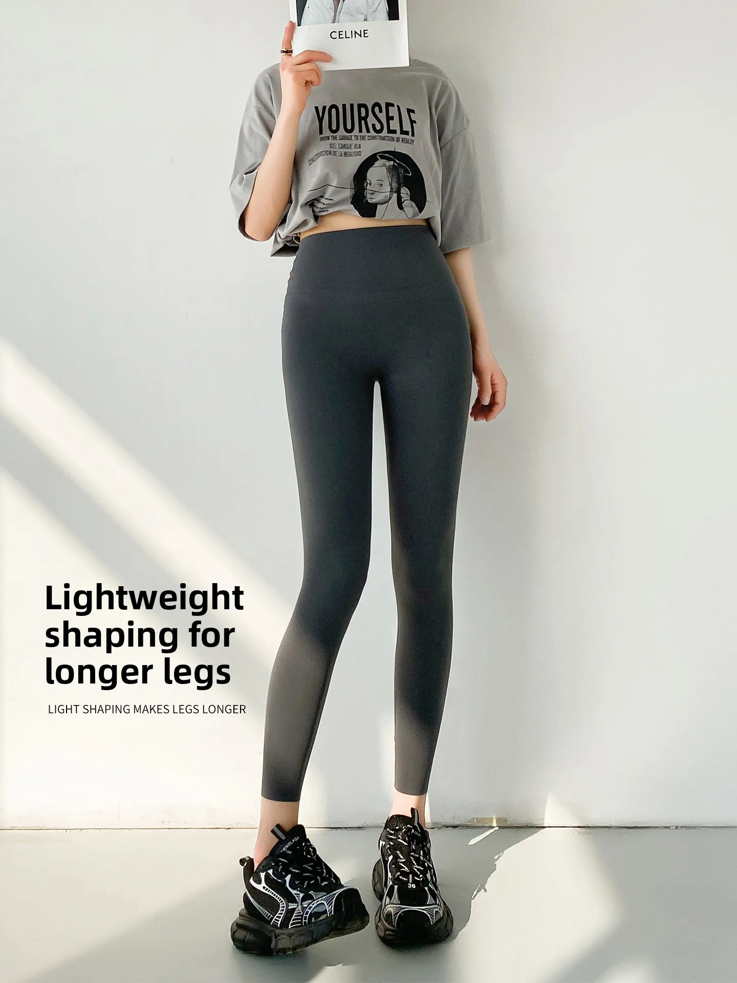 

High Waist Sl arkskin Yoga Pants Women's Thin Autumn Spor Tummy Control Butt Lifting Slimming Tight Base Layer Pants