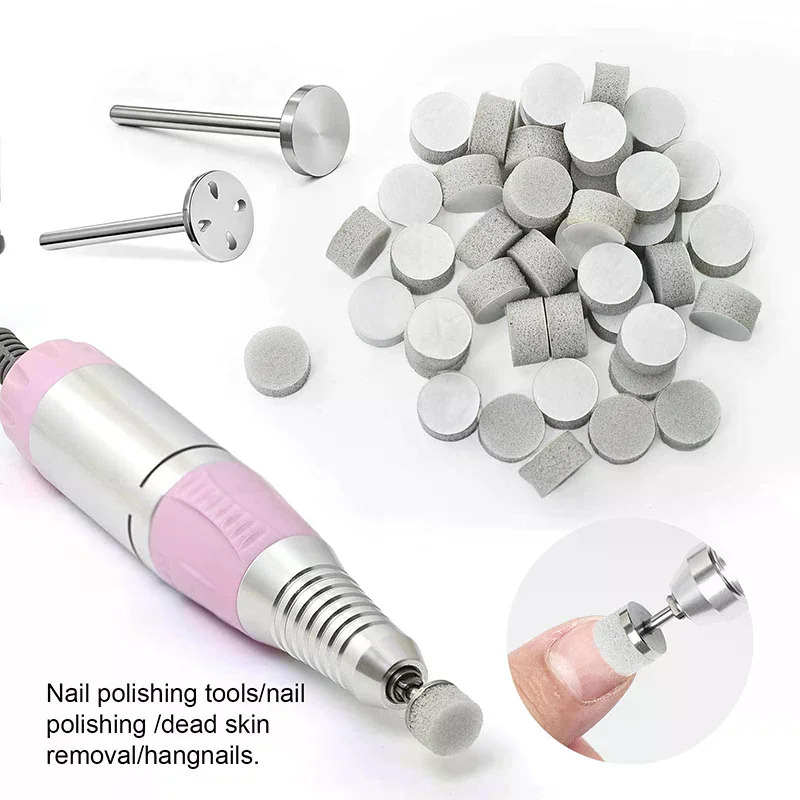 50pcs 10 Mm Self-Adhesive Replaceable Sponge Buffing Pads Stainless Steel Disk For Pedicure Polish Accessories