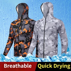 Outdoor Sunscreen Fishing Clothes Men Summer Light, Thin Ice Cool Outdoor Sports Jerseys Camo Quick Drying Long Sleeve Jacket
