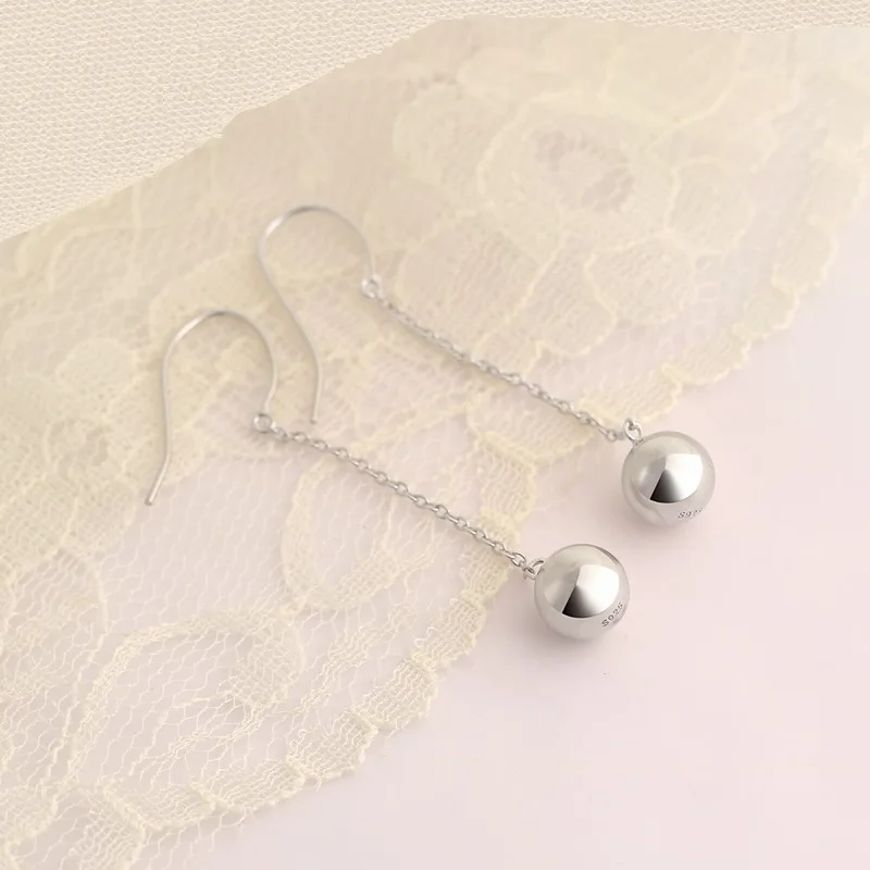 

New fashion trend s925 silver inlaid 5A zircon long section simple glossy bead pearl ladies high-end temperament earrings