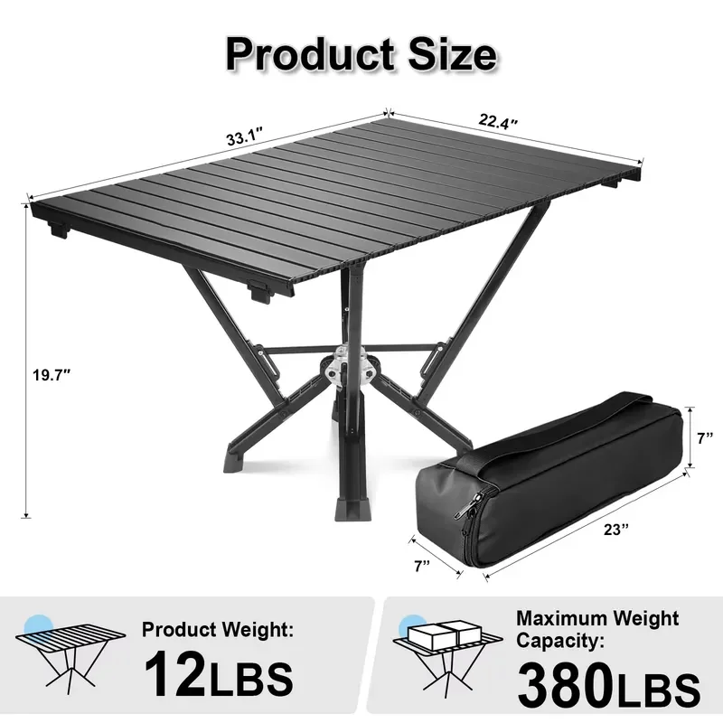 Portable Aluminum Alloy Folding Camping Table Lightweight Outdoor Picnic Desk Compact Travel Gear for Hiking Beach BBQ Party
