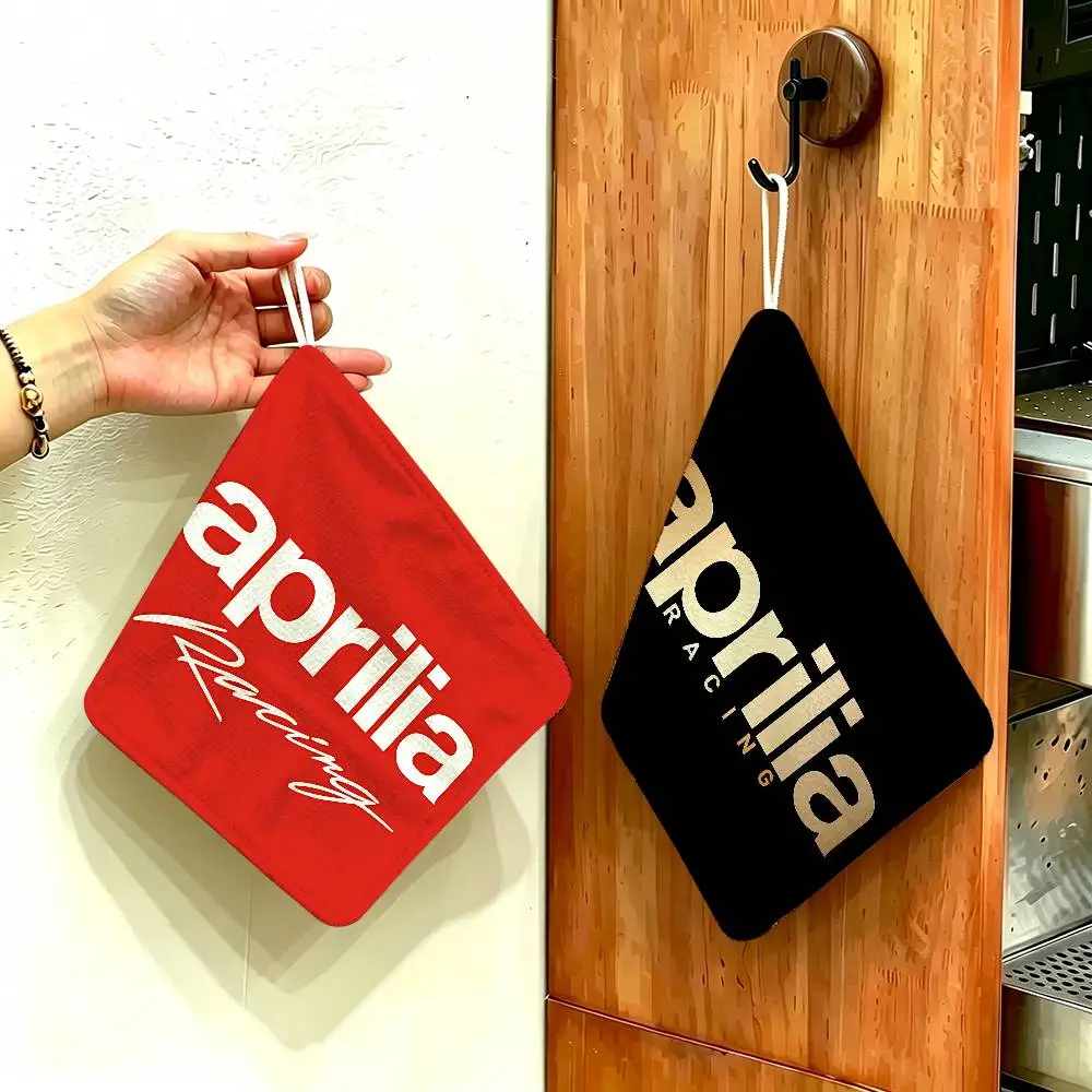 Motorcycle A-ApriliaS brands Logo Polyester Cotton Hand Wiping Towel, Anti-shrink Hanging Kitchen Cloth for Household Cleaning