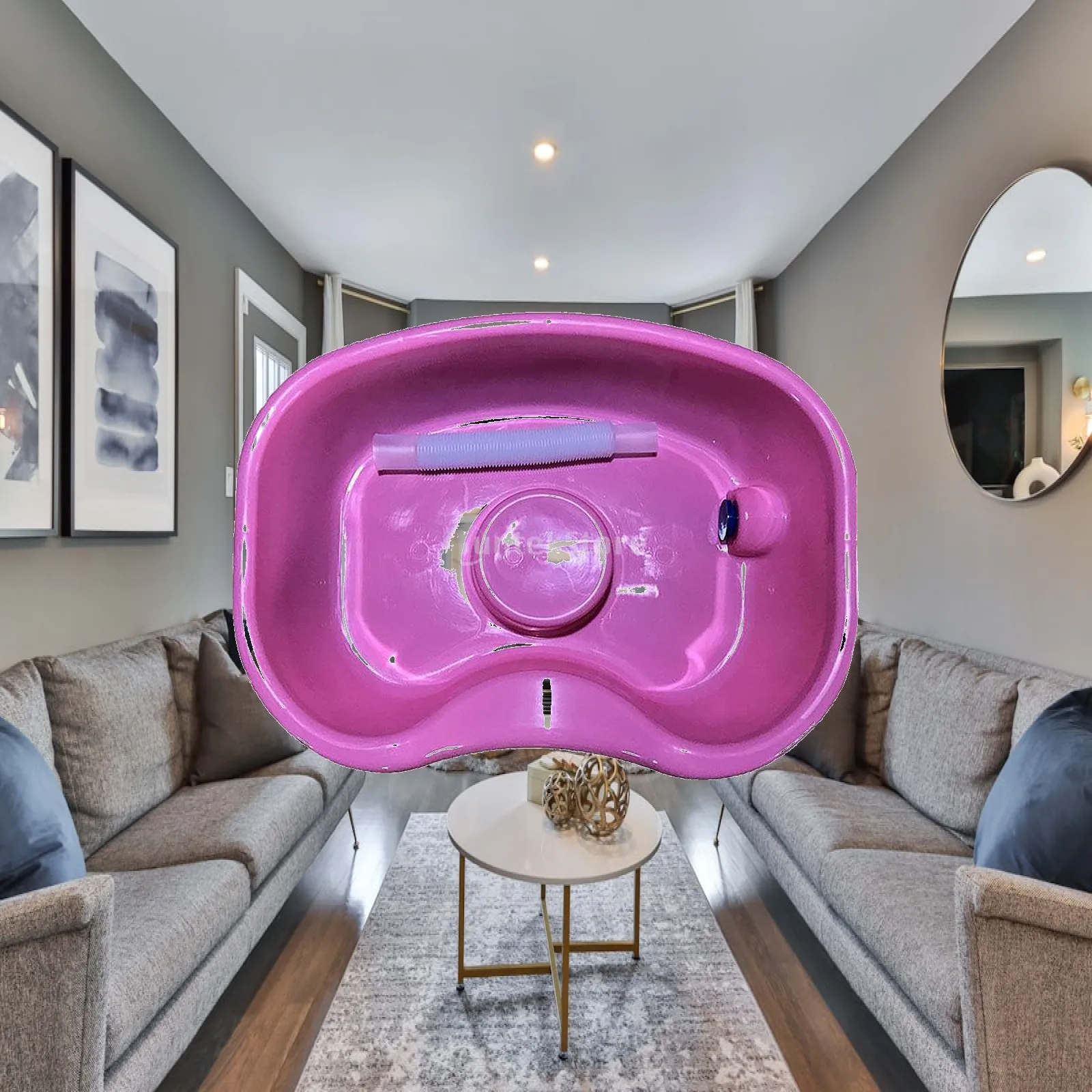 Hair Washing Basin Tray Shampoo Sink Pan Portable Plastic Bowl for Bedside Home Salon with Drain Hose Neck Support